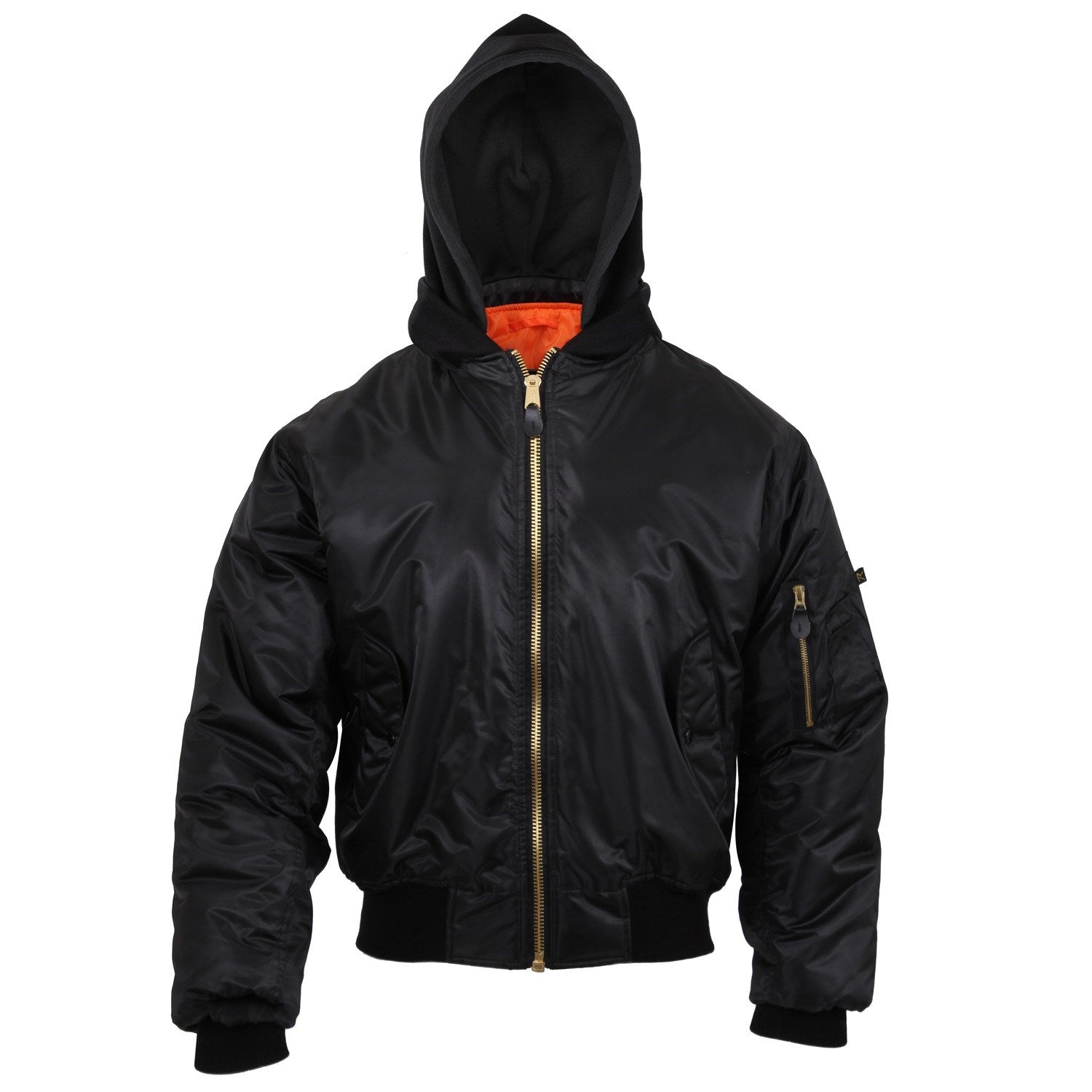 Chaqueta Bomber MA-1 con capucha negra, reversible con segundo lado naranja