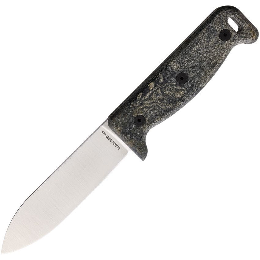Cuchillo ONTARIO Black Bird ML5 con funda, hoja 420HC y mango Micarta