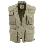 Chaleco Rothco DELUXE SAFARI KHAKI de algodón con 19 bolsillos para pesca y actividades al aire libre