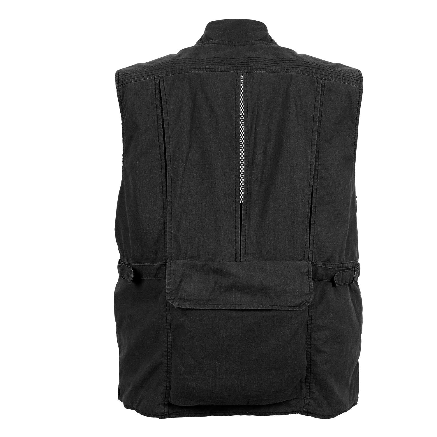 Chaleco de pesca Rothco negro tipo safari con 19 bolsillos
