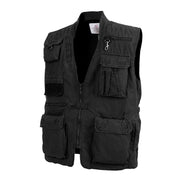 Chaleco de pesca Rothco negro tipo safari con 19 bolsillos