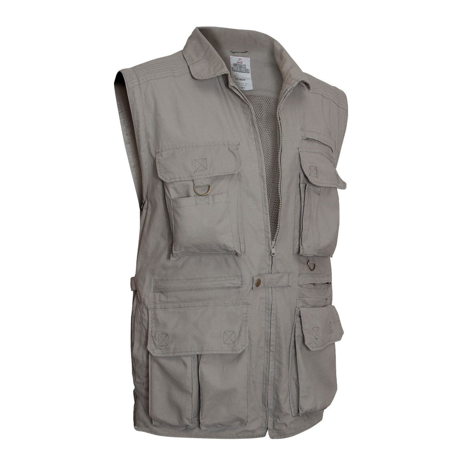Chaqueta SAFARI KHAKI ligera de algodón con cremallera, mangas desmontables y forro de malla para ventilación