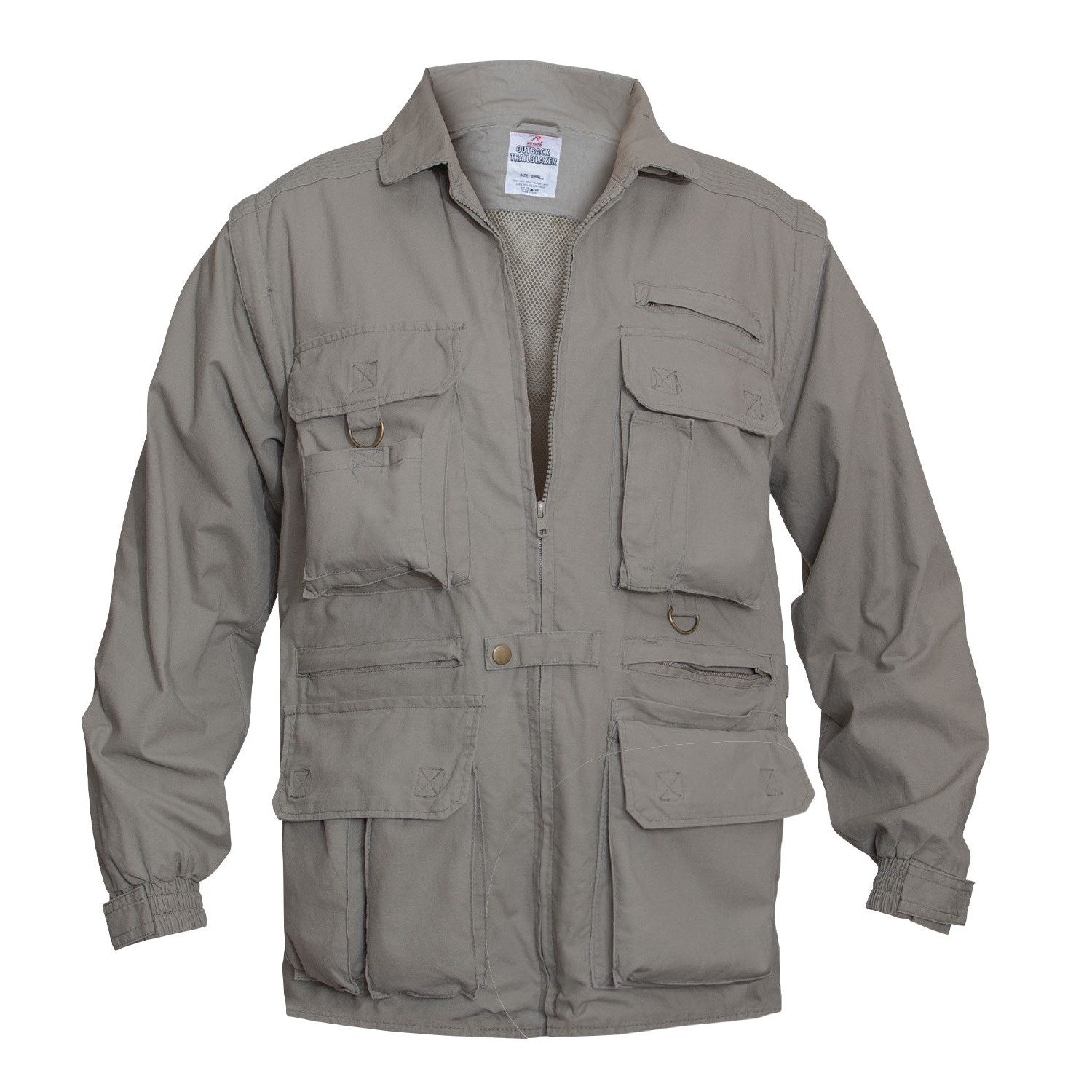 Chaqueta SAFARI KHAKI ligera de algodón con cremallera, mangas desmontables y forro de malla para ventilación