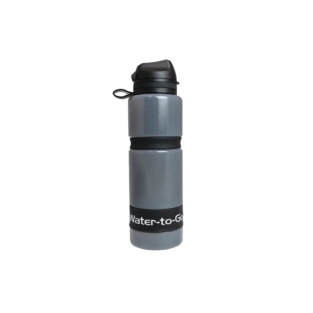 Botella filtrante ECO ACTIVE 75cl de material reciclado con filtro integrado, vista del producto.