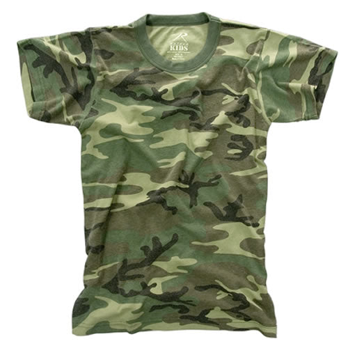 Camiseta infantil VAGE WOODAND con estampado camuflaje Woodland y look lavado vintage. 60% algodón, 40% poliéster