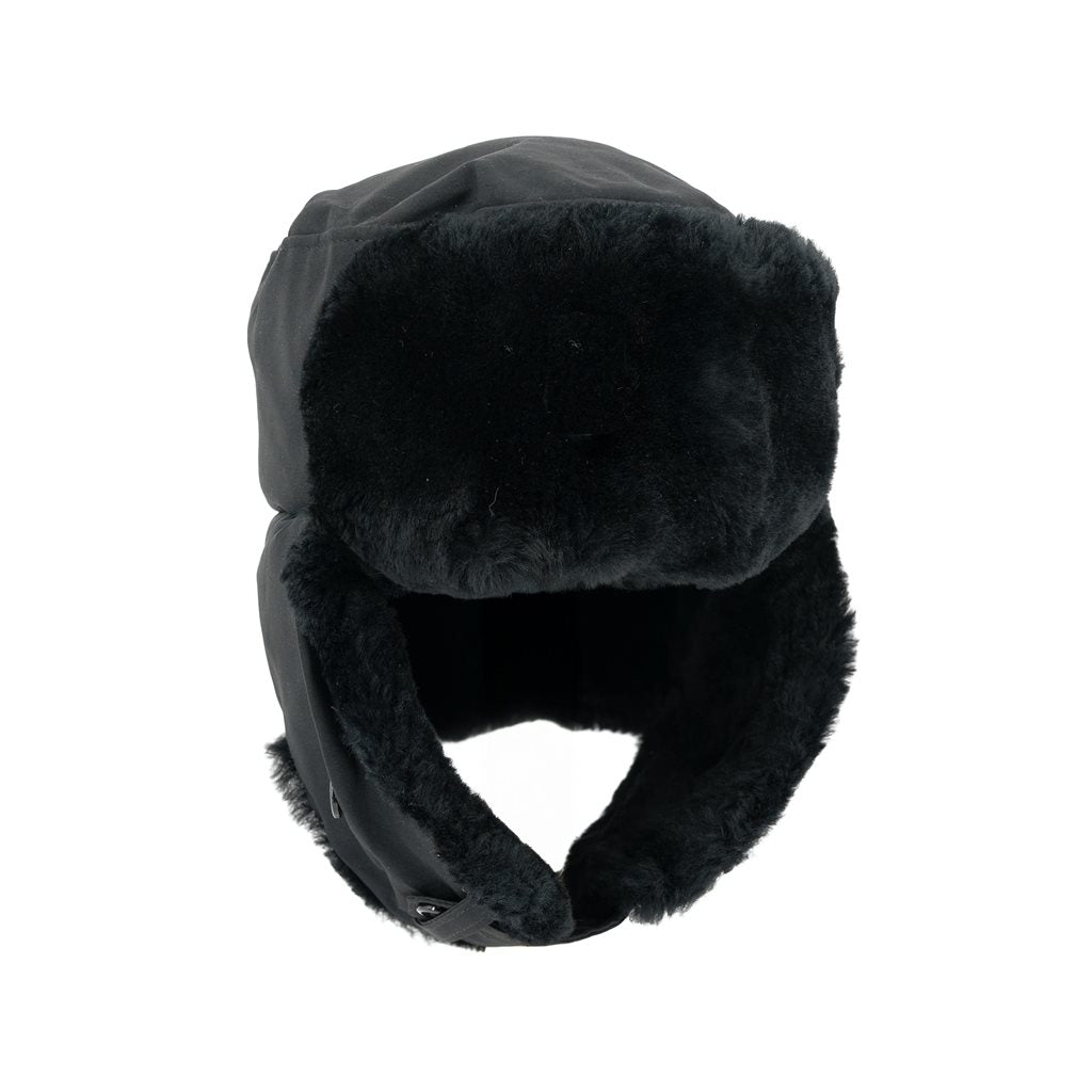 Ushanka (beranice) rumana negra usada, vista frontal