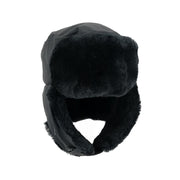 Ushanka (beranice) rumana negra usada, vista frontal