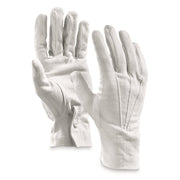 Par de guantes ceremoniales italianos de algodón blancos, nuevos