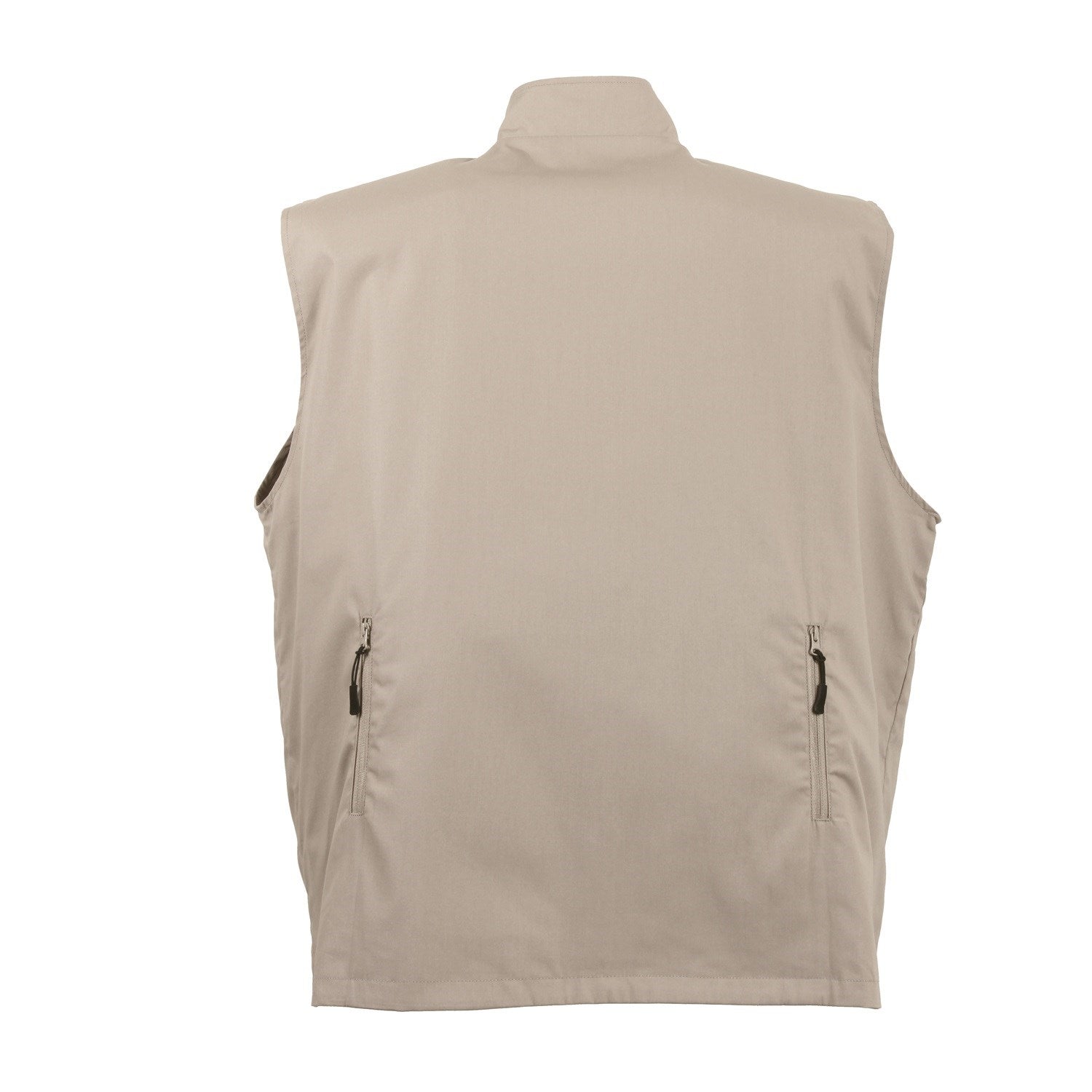 Chaleco khaki Vesta TRAVEL con múltiples bolsillos ocultos y cremallera