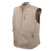 Chaleco khaki Vesta TRAVEL con múltiples bolsillos ocultos y cremallera