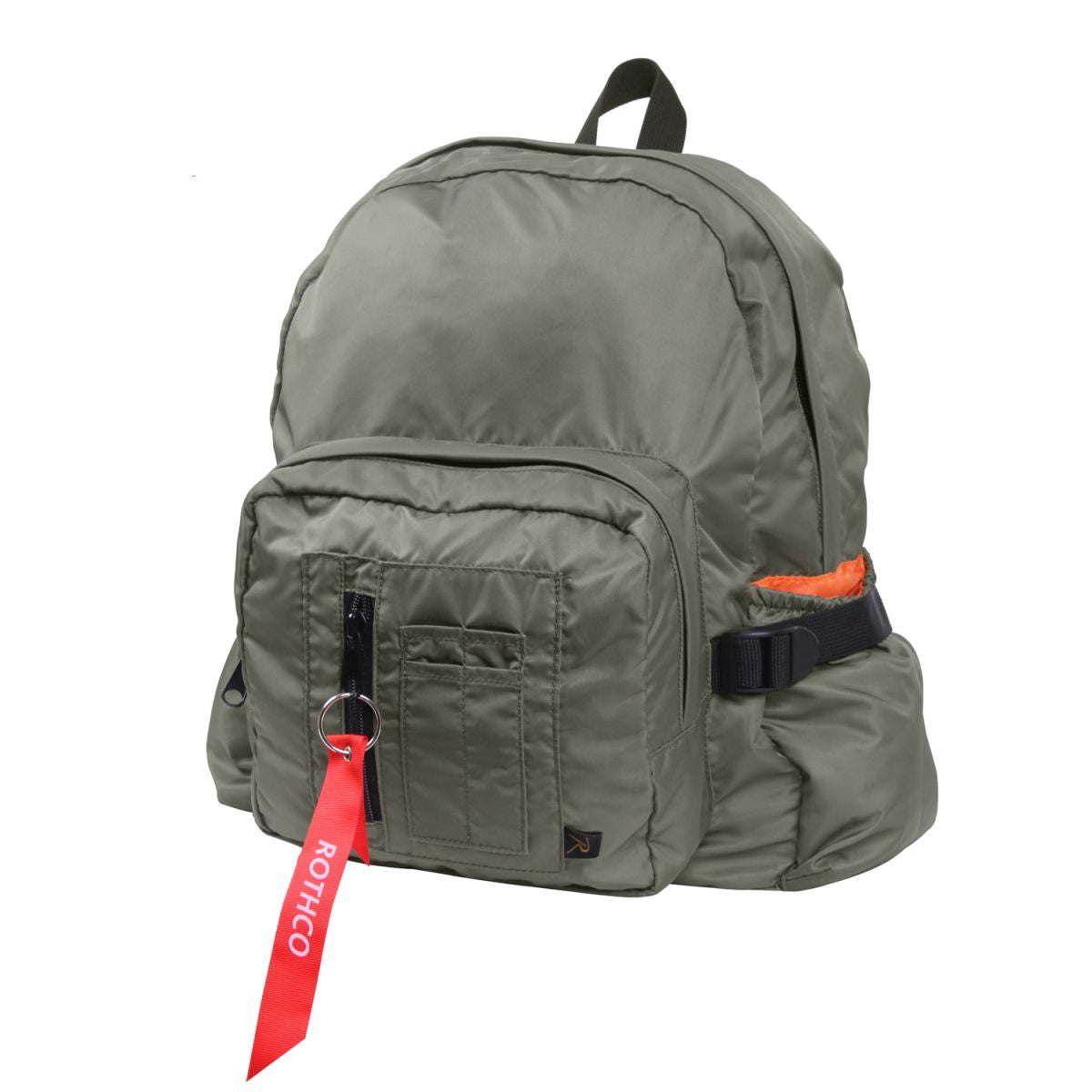 Mochila MA-1 Bomber negra, 23 L, cierre doble y bolsillos laterales