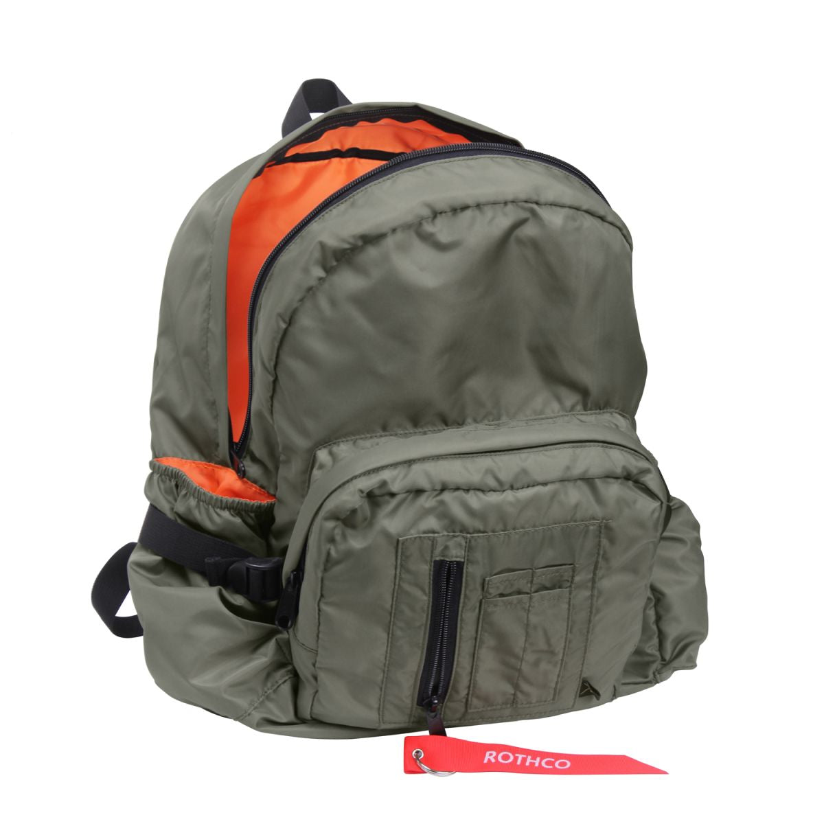 Mochila MA-1 Bomber negra, 23 L, cierre doble y bolsillos laterales