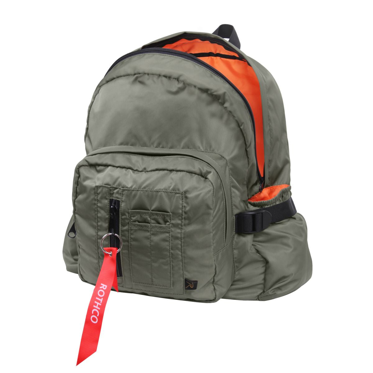 Mochila MA-1 Bomber negra, 23 L, cierre doble y bolsillos laterales