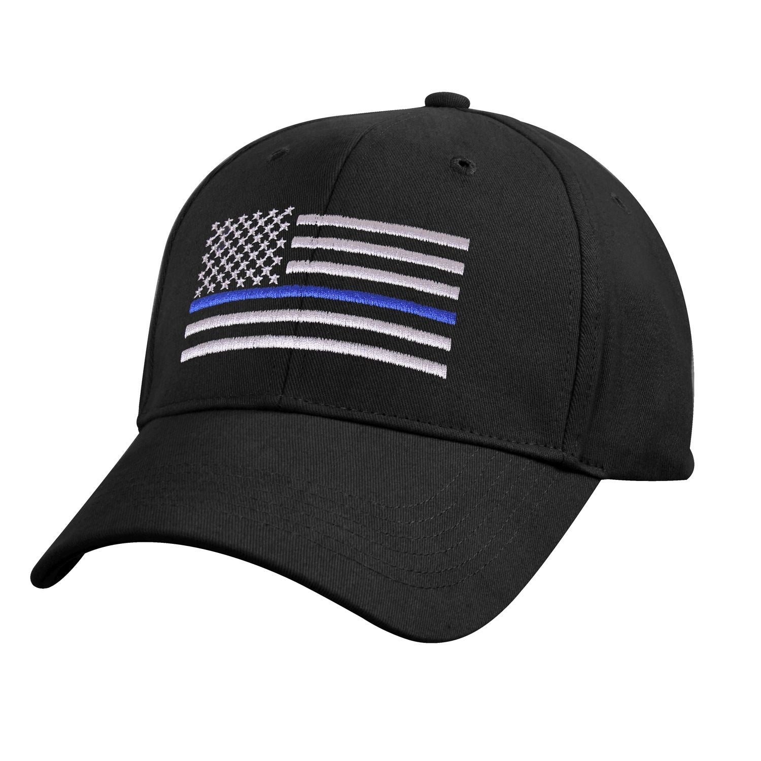 Gorra infantil negra con bordado de la bandera EEUU y línea azul, visera, cierre velcro y algodón 100%