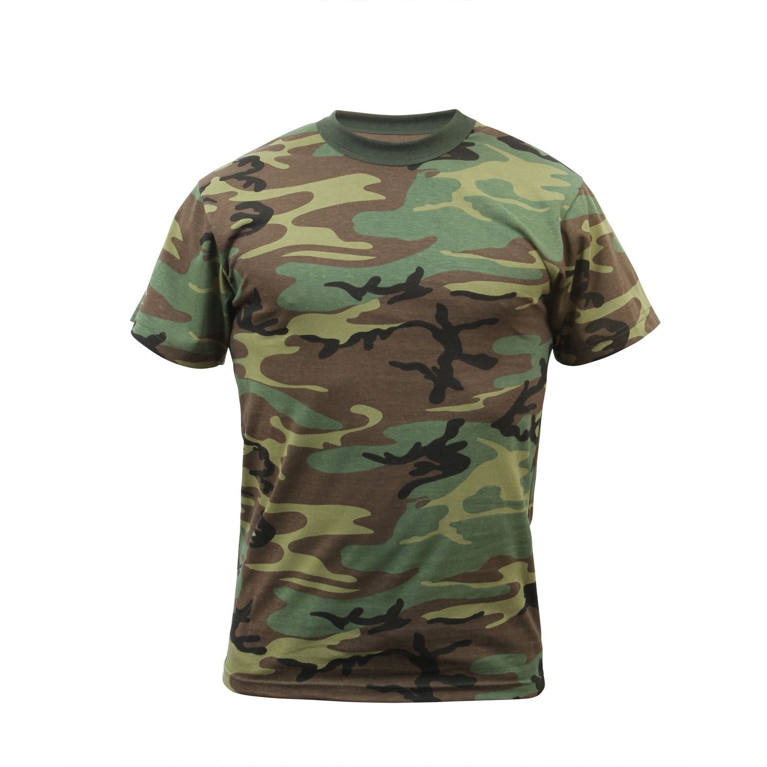 Camiseta infantil Woodland en tejido heavyweight con patrón camuflaje, 60% algodón 40% poliéster
