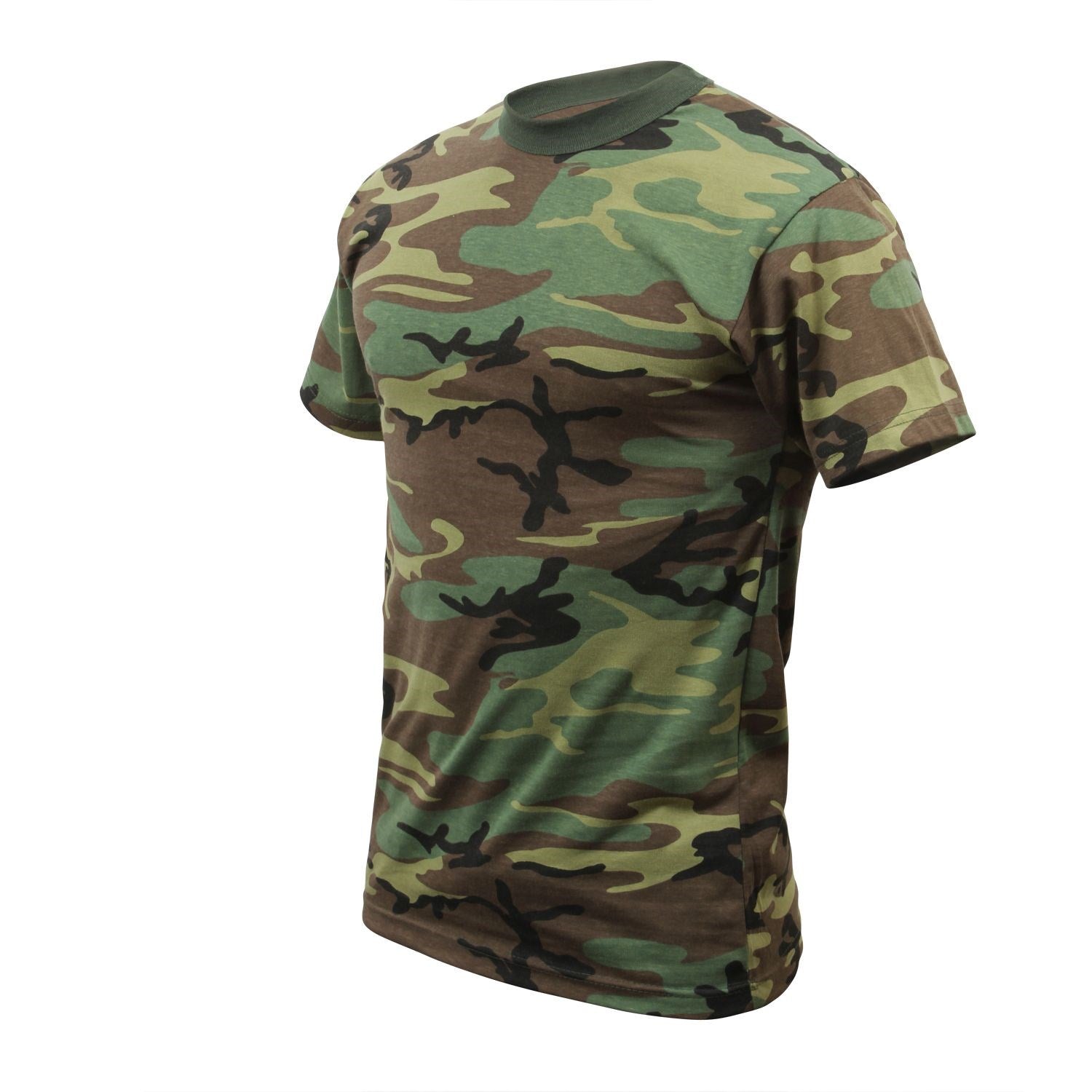 Camiseta infantil Woodland en tejido heavyweight con patrón camuflaje, 60% algodón 40% poliéster