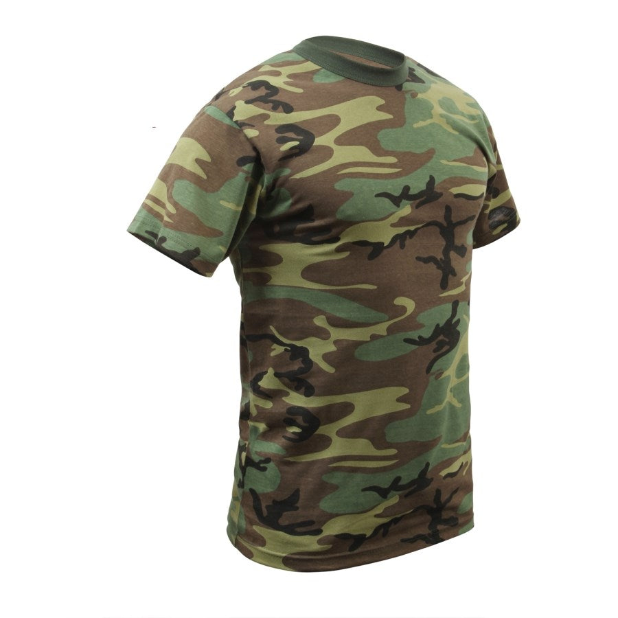 Camiseta infantil Woodland en tejido heavyweight con patrón camuflaje, 60% algodón 40% poliéster