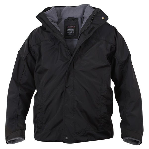 Chaqueta All Weather 3 en 1 negra con capucha oculta