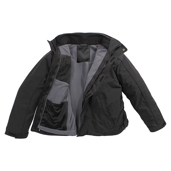 Chaqueta All Weather 3 en 1 negra con capucha oculta
