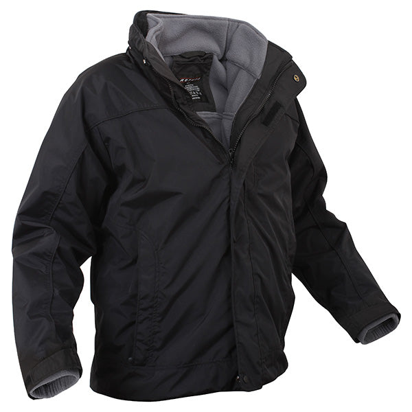Chaqueta All Weather 3 en 1 negra con capucha oculta