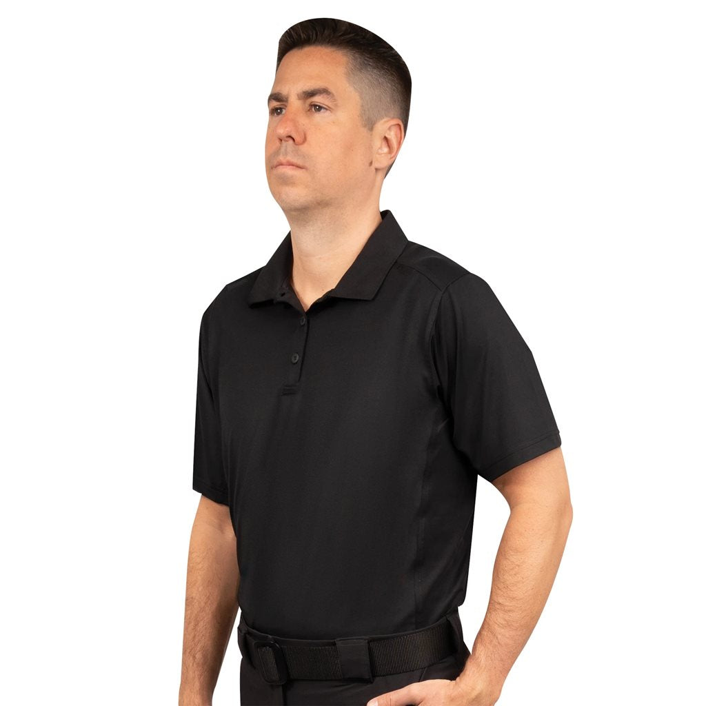 Polo TACTICAL PERFORMANCE manga corta negro, tejido que evacua la humedad
