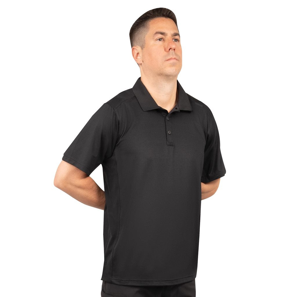Polo TACTICAL PERFORMANCE manga corta negro, tejido que evacua la humedad