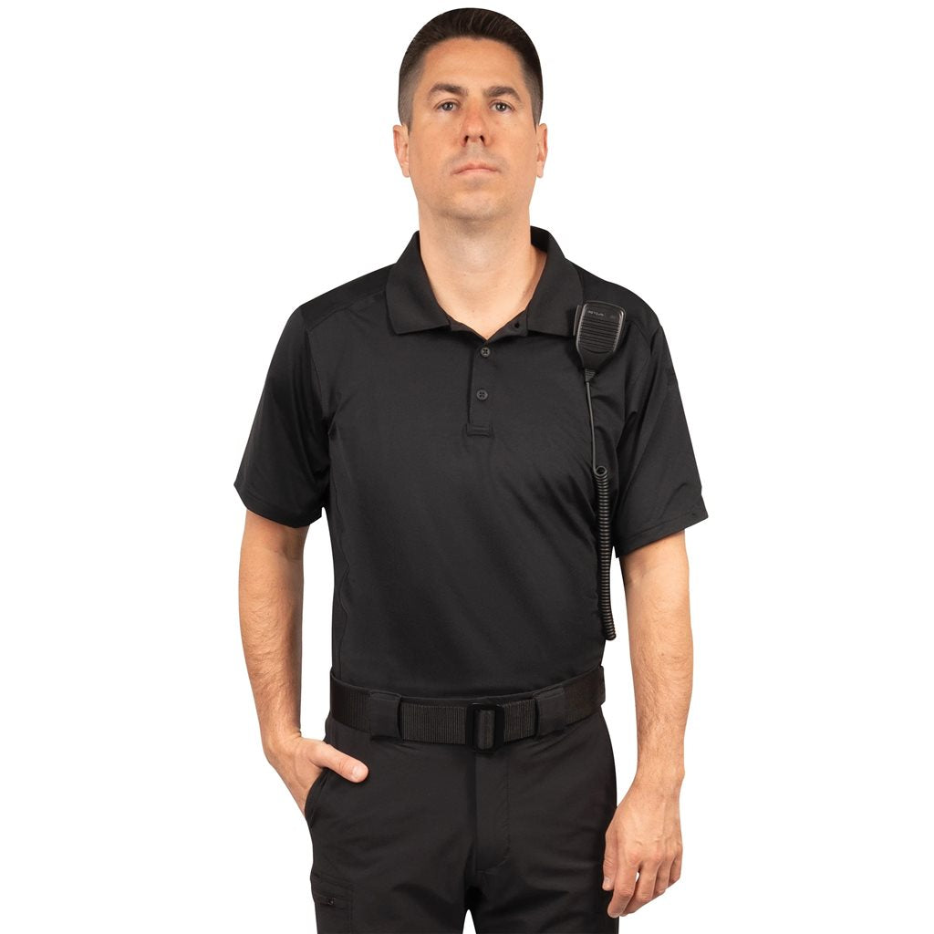 Polo TACTICAL PERFORMANCE manga corta negro, tejido que evacua la humedad