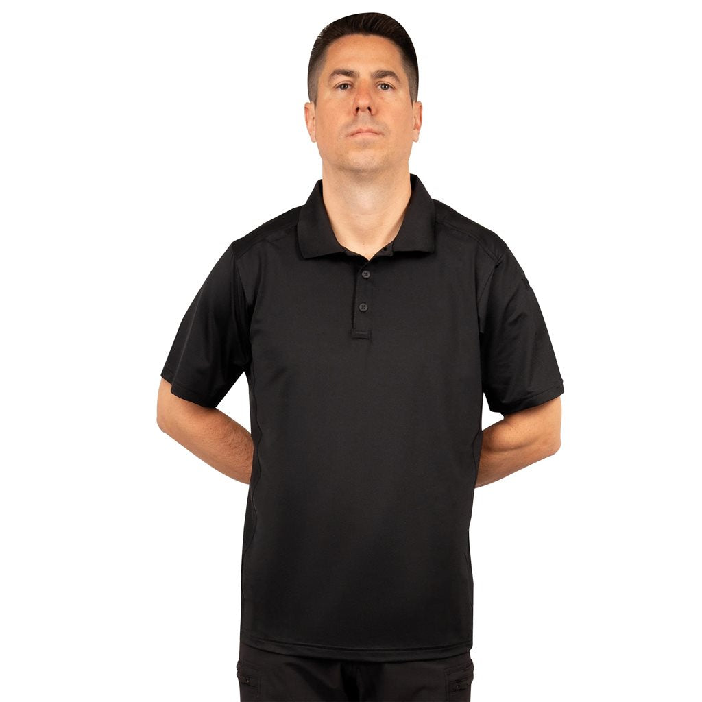 Polo TACTICAL PERFORMANCE manga corta negro, tejido que evacua la humedad