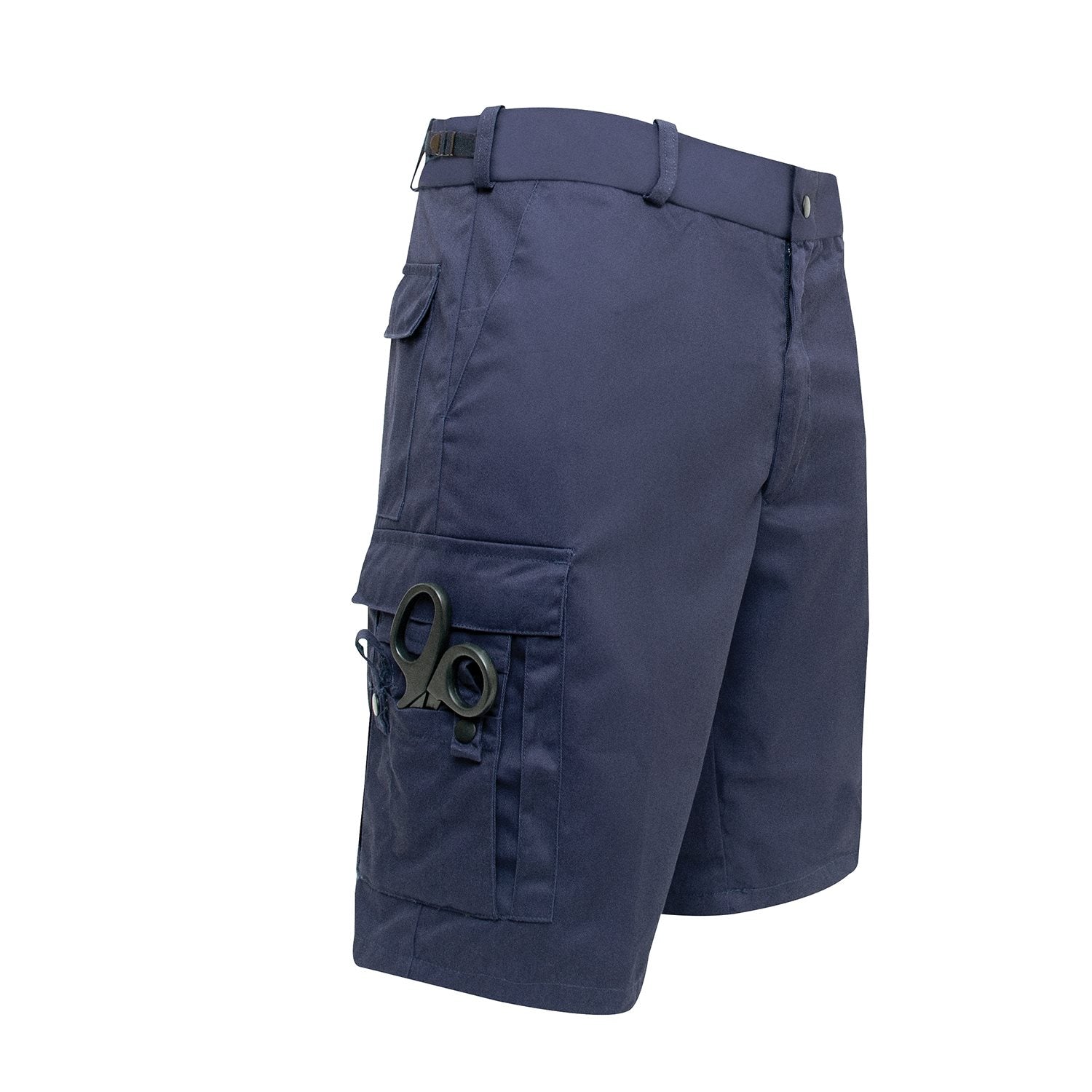 Pantalones cortos EMT azul marino con múltiples bolsillos y funda para tijeras