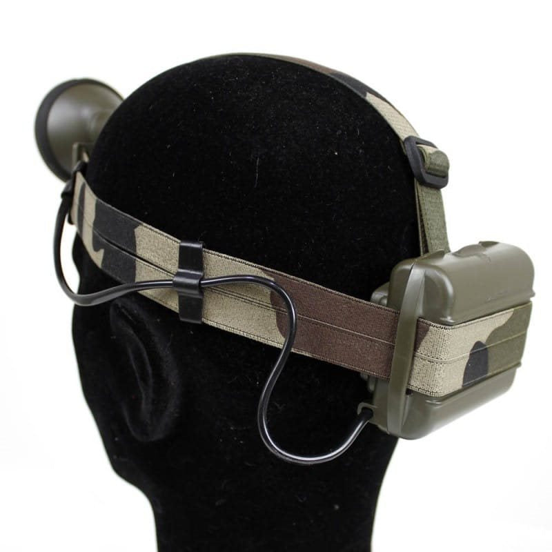 Linterna frontal original del ejército francés LAGO CCE, uso como frontal o fijada al casco