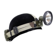 Linterna frontal original del ejército francés LAGO CCE, uso como frontal o fijada al casco