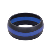 Anillo de silicona negro con línea azul en el centro