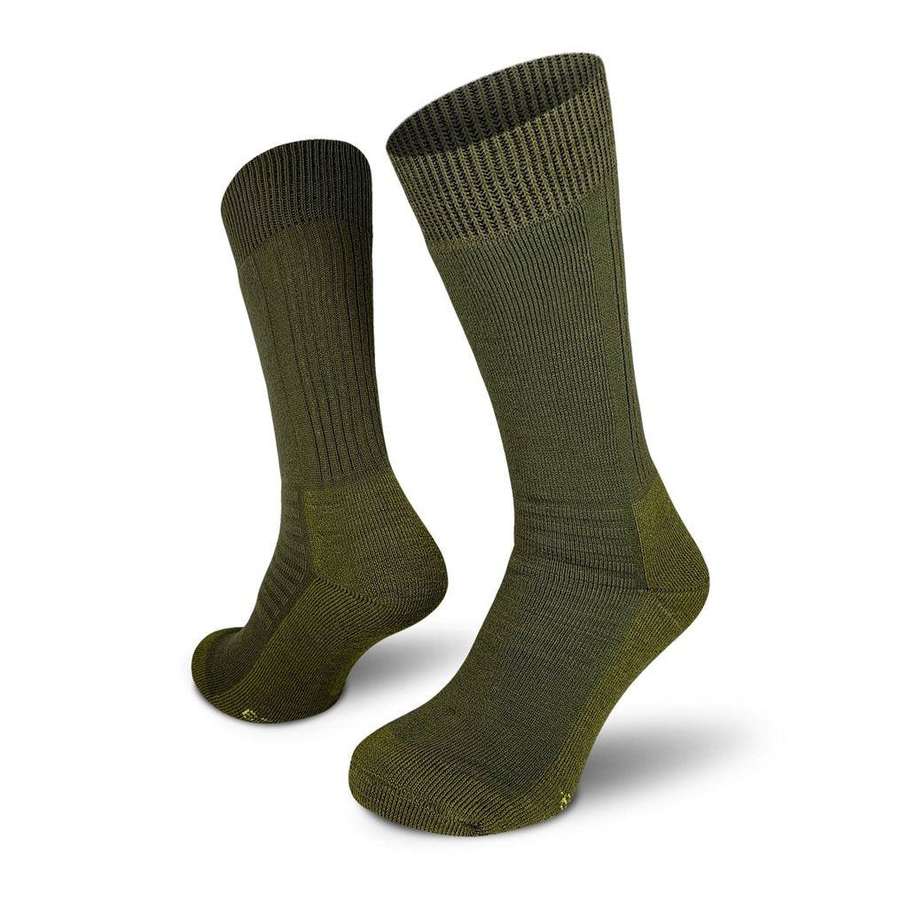 Calcetines térmicos vz.2000 AČR verdes altos para botas militares — 60% acrílico, 22% lana, 17% poliamida, 1% elastano