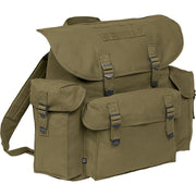 Mochila BW verde ligera de algodón con tres bolsillos exteriores y tirantes acolchados