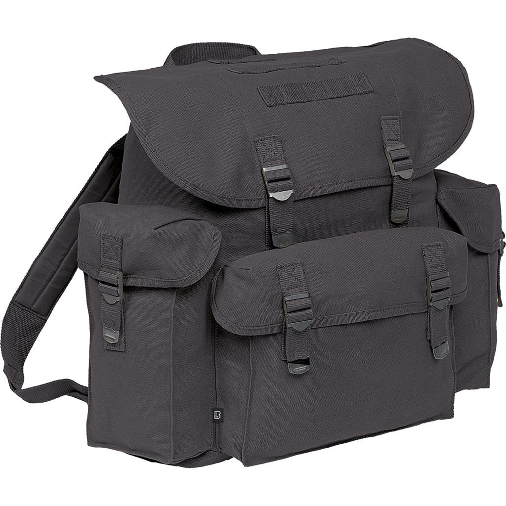 Mochila BW verde ligera de algodón con tres bolsillos exteriores y tirantes acolchados