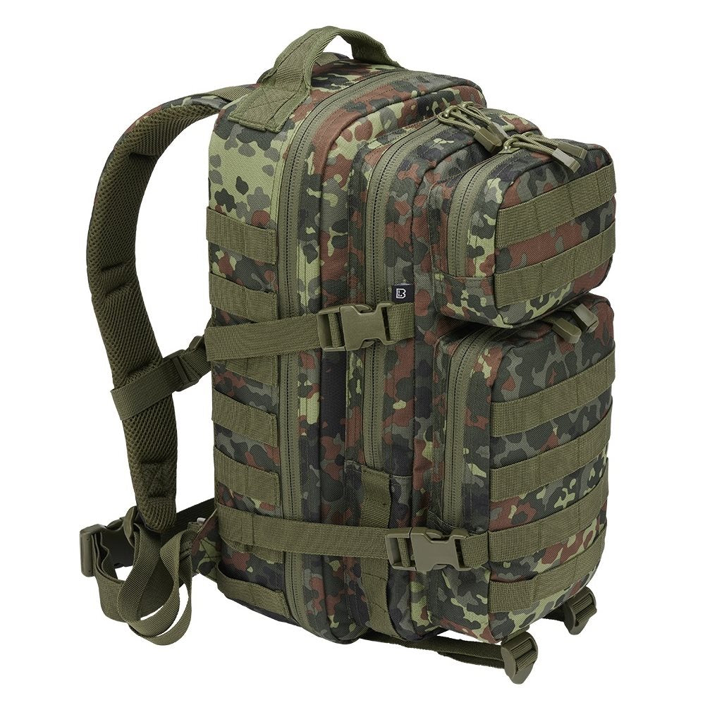 Mochila táctica US Cooper verde con 2 compartimentos principales y 2 bolsillos frontales, poliéster 600D