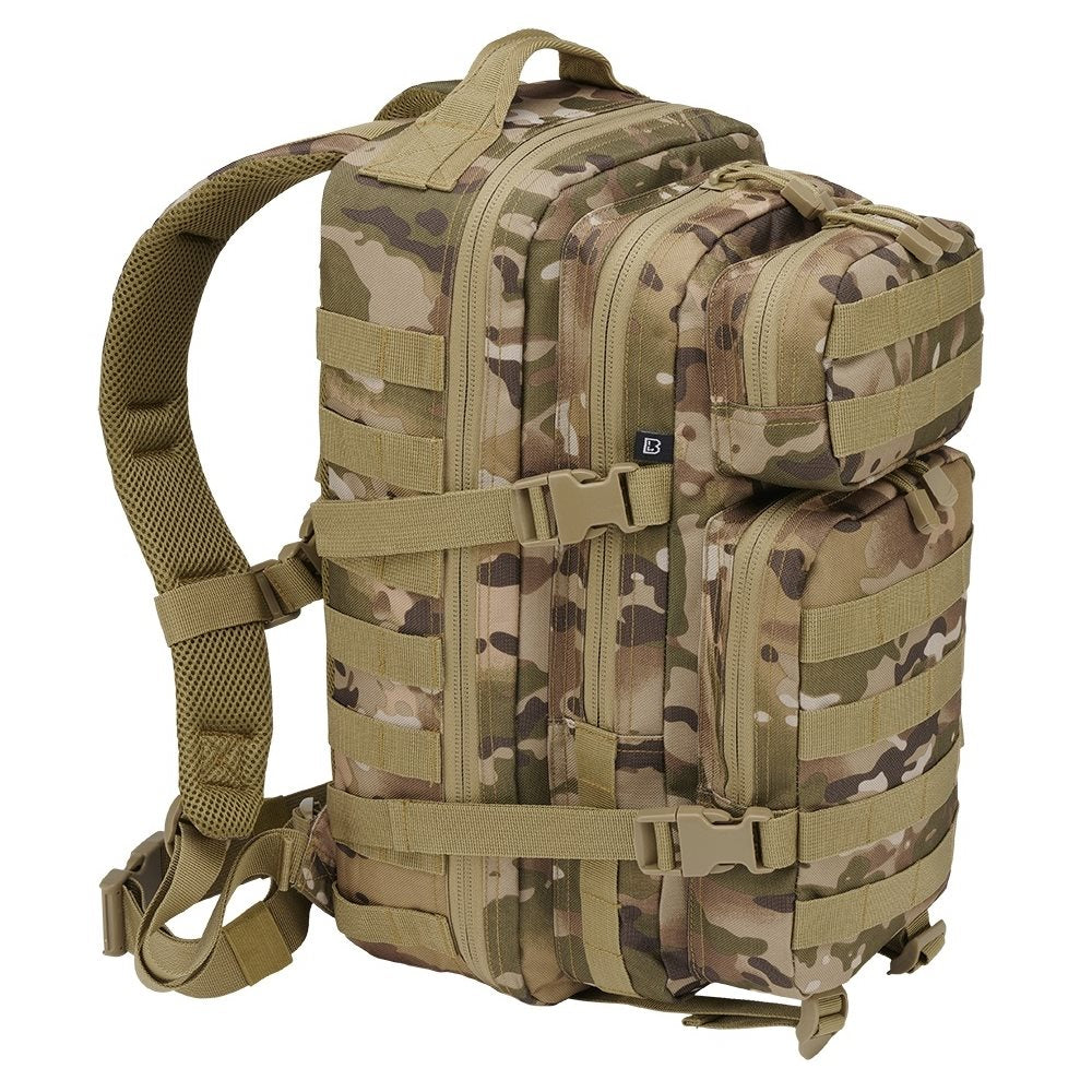 Mochila táctica US Cooper verde con 2 compartimentos principales y 2 bolsillos frontales, poliéster 600D