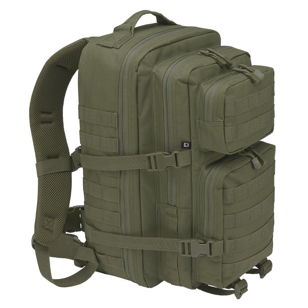 Mochila US COOPER grande verde en poliéster 600D con recubrimiento, dos compartimentos y bolsillos frontales