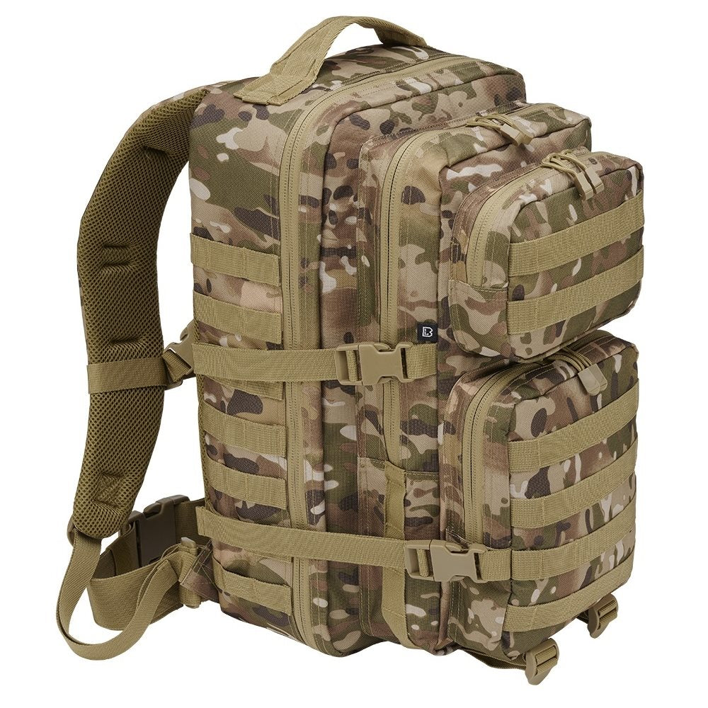 Mochila US COOPER grande verde en poliéster 600D con recubrimiento, dos compartimentos y bolsillos frontales