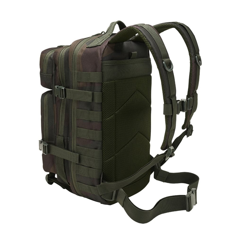 Mochila US COOPER grande verde en poliéster 600D con recubrimiento, dos compartimentos y bolsillos frontales