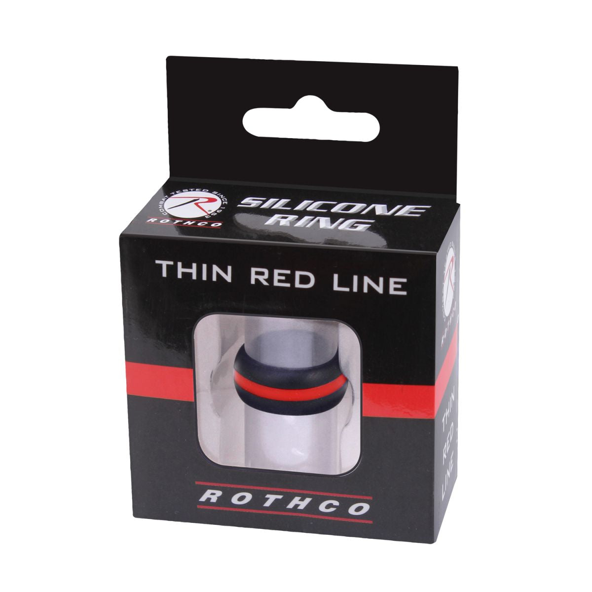Anillo de silicona negro con línea roja central, resistente hasta 150 °C