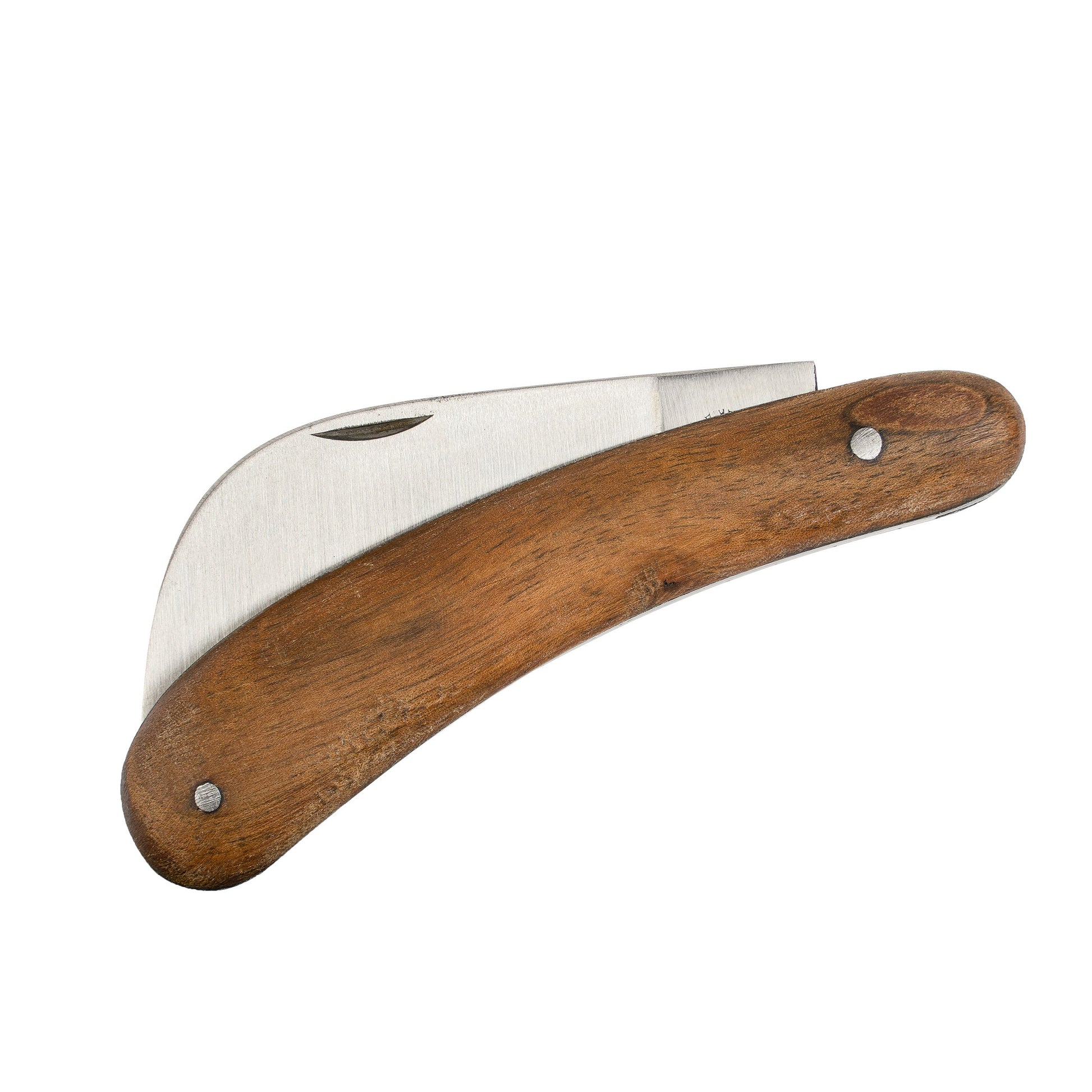 Navaja de jardin plegable con mango de madera y hoja de acero inoxidable 420, 70 mm