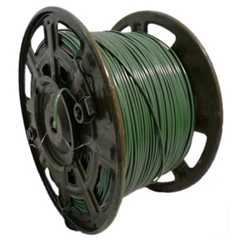 Bobina de cable unipolar AČR 500 m, estañado y recubierto en plástico verde