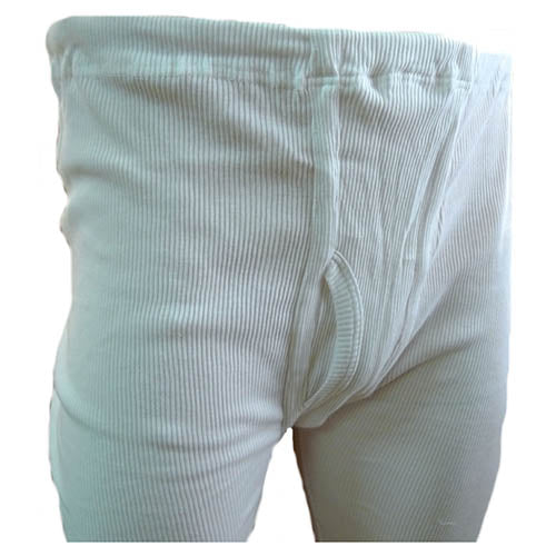 Pantalón térmico largo JITEX GOBIS S01 blanco, tejido canalé 100% algodón, cintura elástica