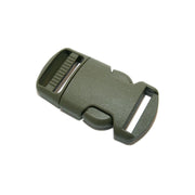 Hebilla plástica verde completa 20 mm con forma de tridente