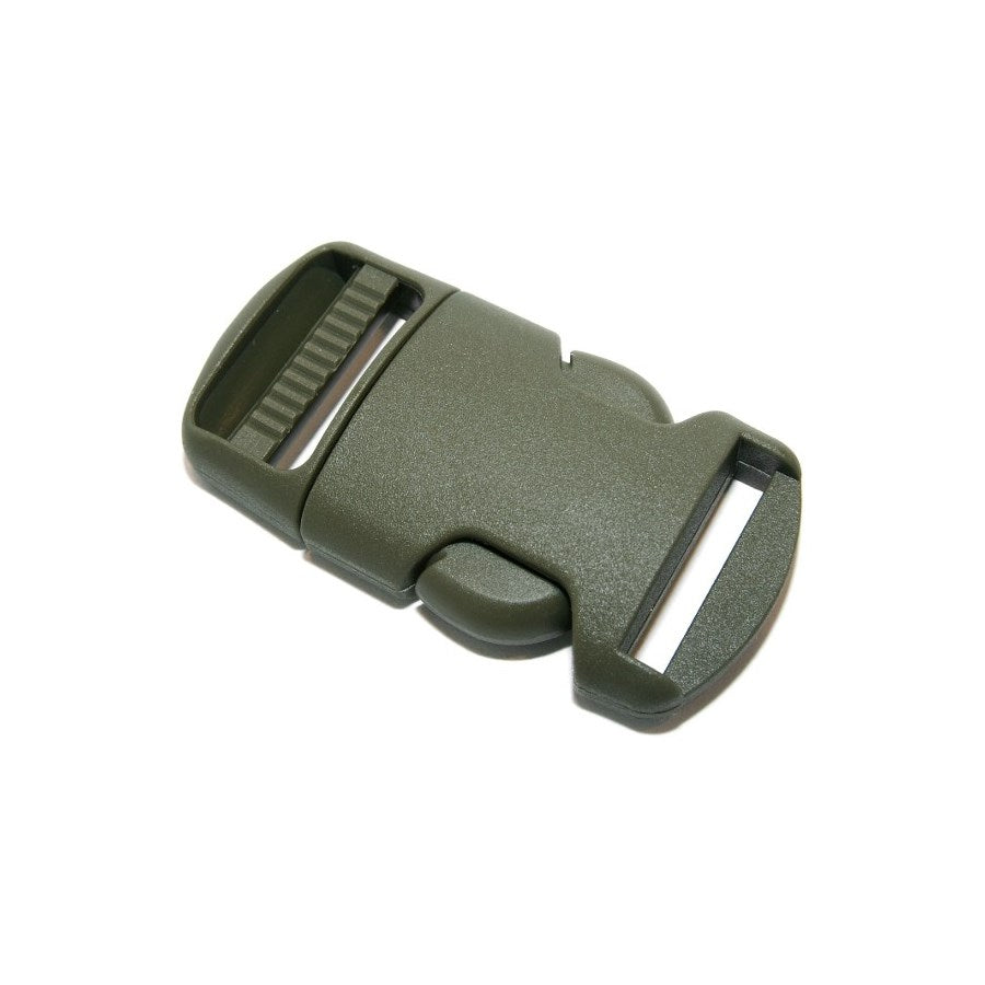 Hebilla plástica verde completa 20 mm con forma de tridente