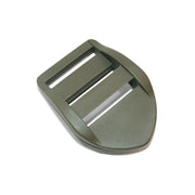 Hebilla pasante de plástico verde 30 mm, dimensiones 40 x 58 x 14 mm