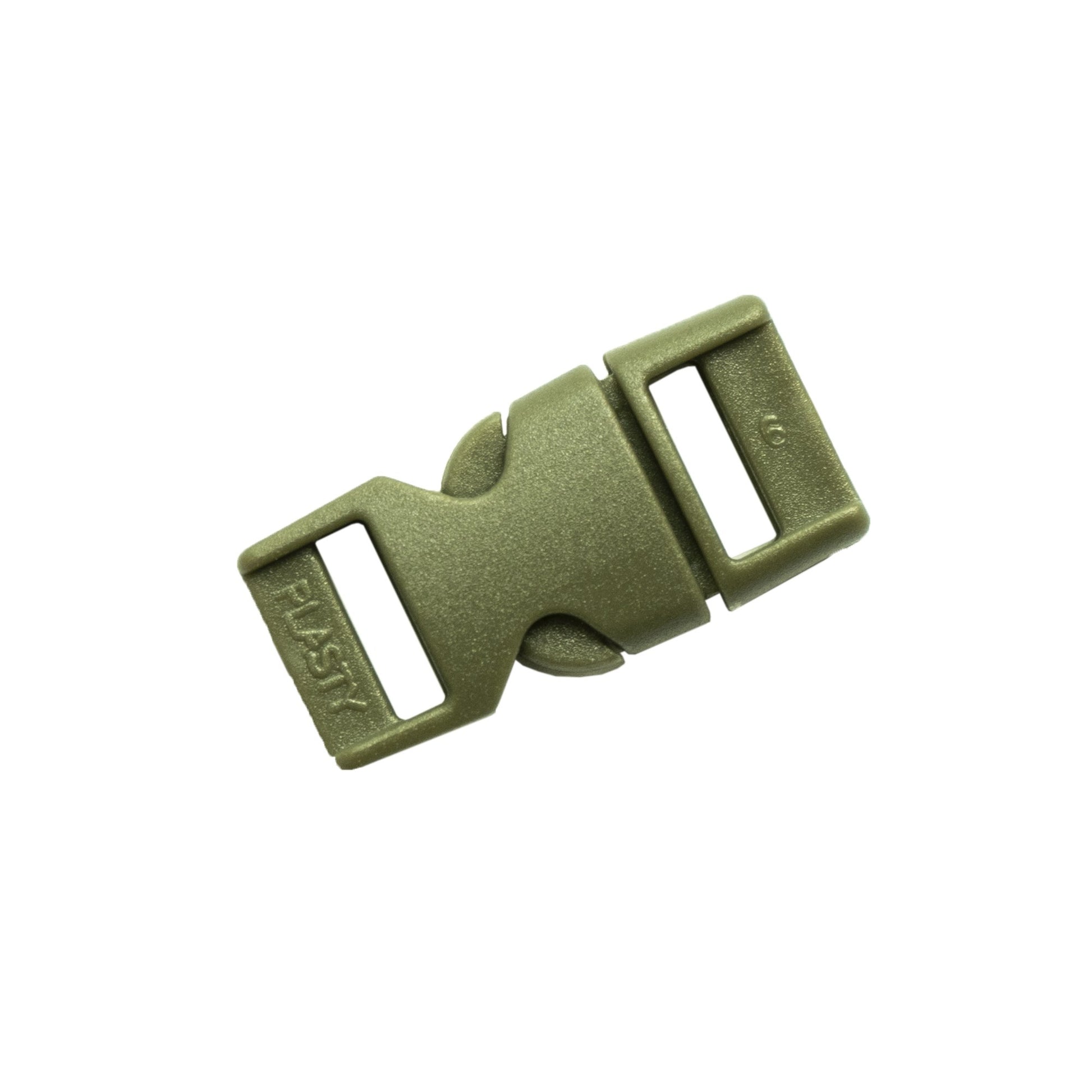 Hebilla plástica verde completa para correa 10 mm con forma de tridente
