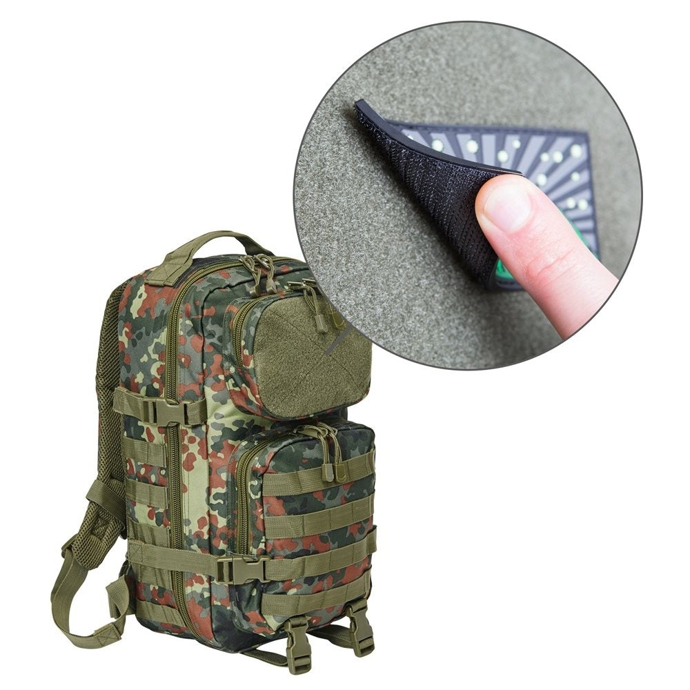 Mochila táctica US Cooper Velcro en poliéster 600D con panel de velcro y dos bolsillos frontales