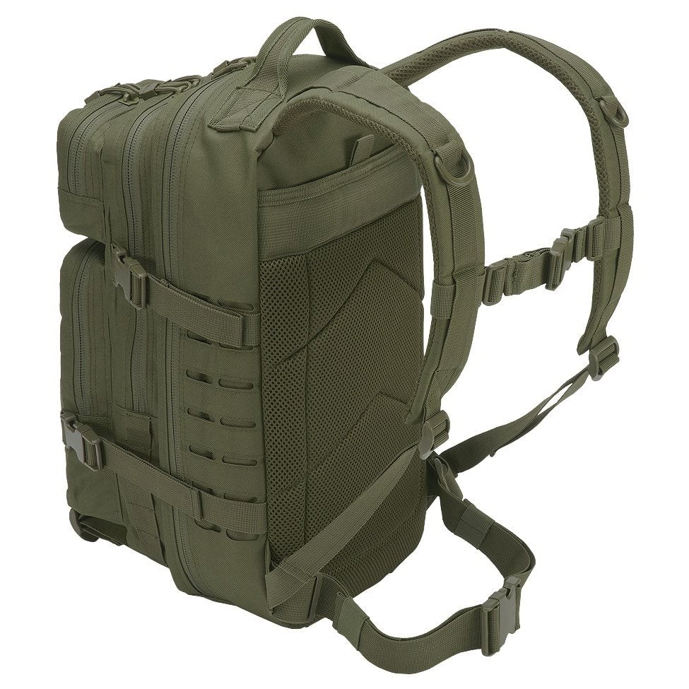 Mochila tactica US Cooper Lasercut verde en poliester 600D con corte laser y varios compartimentos
